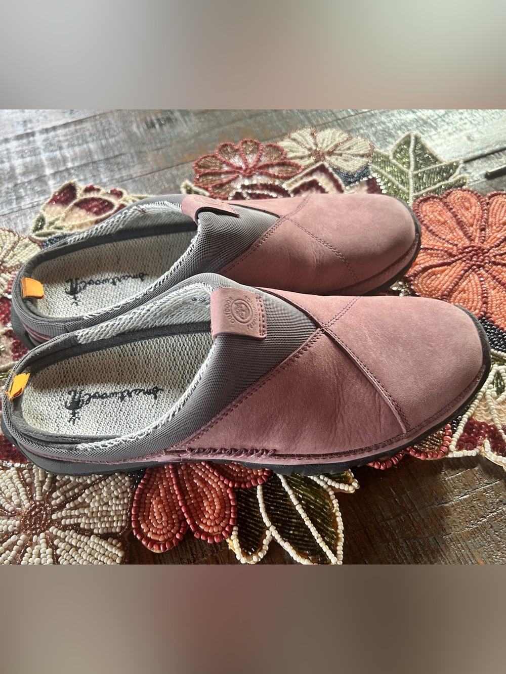Timberland Smartwool Women's 8.5 Slip-On Flats Mules Dusty Rose Pink & Gray